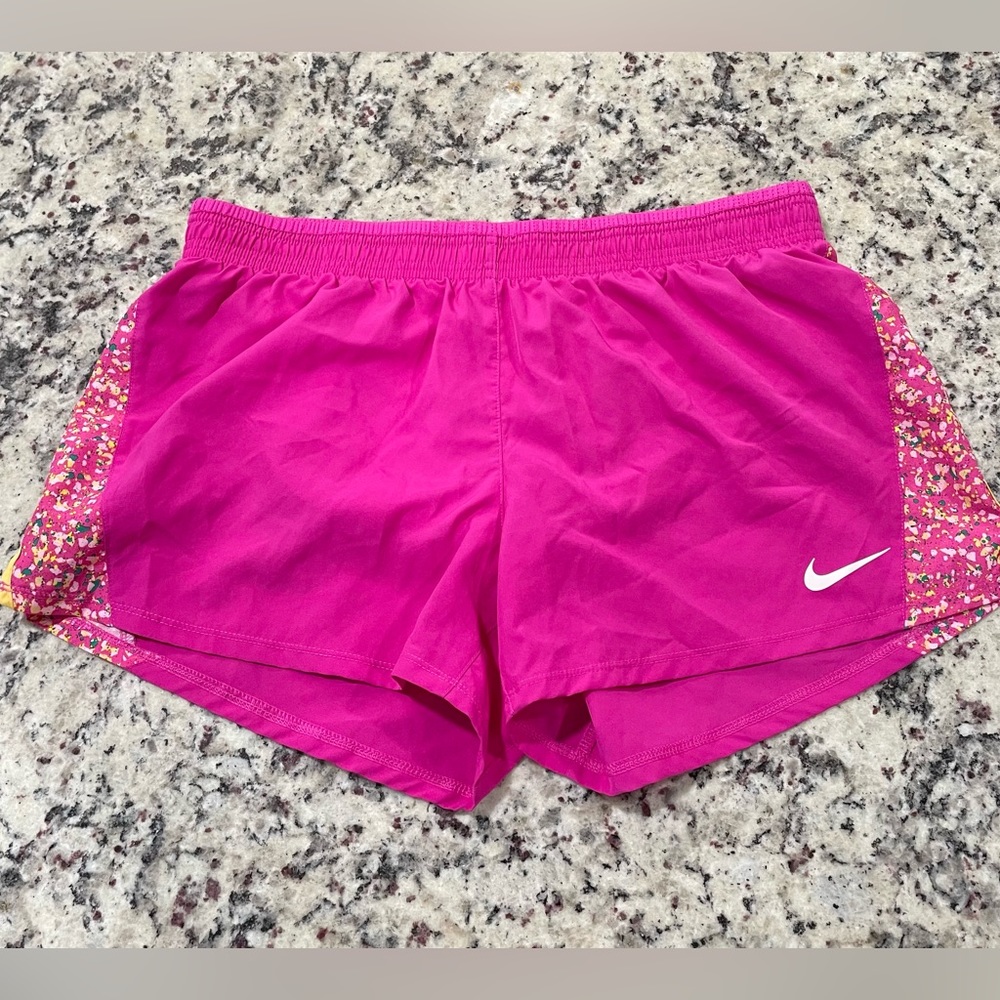 Women’s Nike run Shorts size Large pink with colorful sides